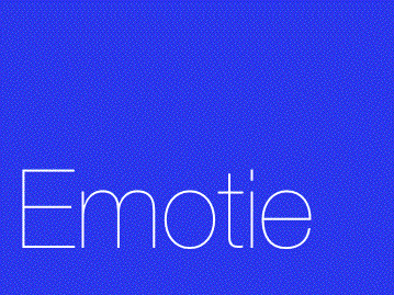 Blue background with large text: "Emotie".