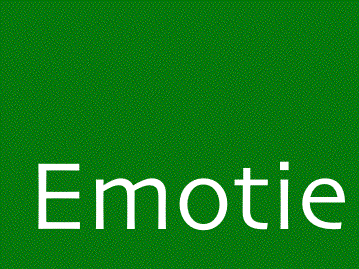 Word "Emotie" on green background, presentations context.
